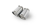 tail pipe set 2 tail pipes Ø 102 mm angled, straight cut, chromed, with adjustable spherical clamp connection