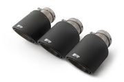 Carbon tailpipe triple set with Titanium internal, Consisting of 3 tail pipes Ø 102 mm angled, with adjustable spherical clamp connection