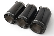 Stainless steel tail pipe set consisting of 3 tail pipes Ø 98 mm Street Race Black Chrome, with adjustable spherical clamp connection