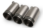 Stainless steel tail pipe set consisting of 3 tail pipes Ø 98 mm Street Race, with adjustable spherical clamp connection