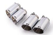 tail pipe set L/R consisting of 4 tail pipes Ø 102 mm angled/angled, chromed, with adjustable spherical clamp connection