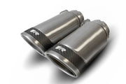 tail pipe set Stainless angle cut L/R consisting of 4 tail pipes Ø 84 mm Carbon Race inlay, polished, with adjustable spherical clamp connection