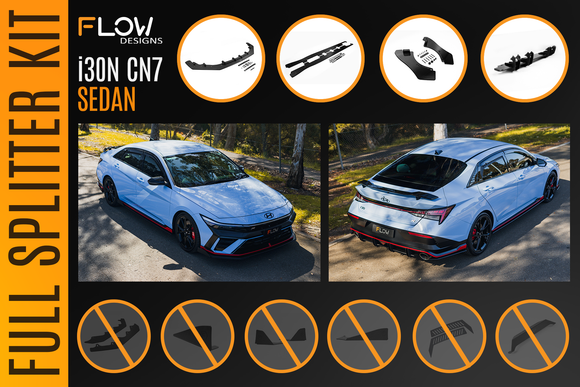 FLOW Designs  CN7 V2 i30N Sedan FL 2024 Full Lip Splitter Set - MODE Auto Concepts