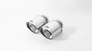REMUS Exhaust tail pipe / exhaust tip chromed set of 2 tail pipes Ø 102 mm angled (shorter length 145 mm), straight cut, chromed