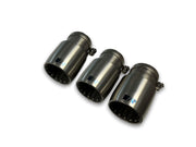 OPT GT tail pipe set: 3 tail pipes Ø 102 mm, L=145 mm, titanium, scotched, with adjustable spherical clamp connection