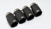 OPT GT black tail pipe set: 4 tail pipes Ø 102 mm, L=145 mm, titanium, black painted, with adjustable spherical clamp connection