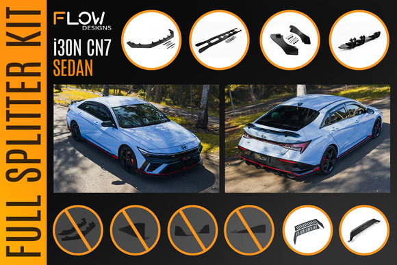 FLOW Designs  CN7 V2 i30N Sedan FL 2024 Full Lip Splitter Set - MODE Auto Concepts