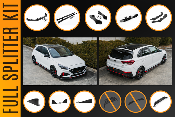 FLOW Designs  i30N Hatch PDE V6 FL2 2025 Full Lip Splitter Set - MODE Auto Concepts