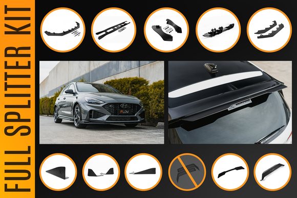 FLOW Designs  i30N-Line Hatch PDe.V6 FL 2024+ Full Lip Splitter Set - MODE Auto Concepts