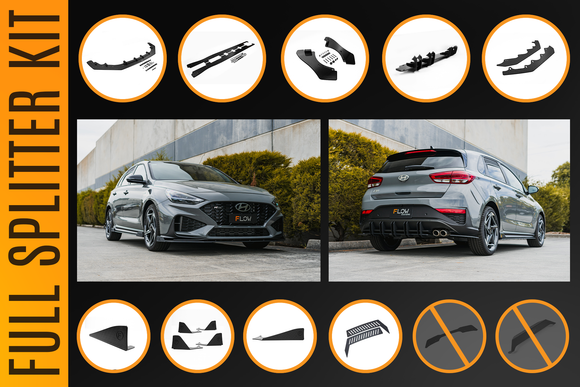 FLOW Designs  i30N-Line Hatch PDe.V6 FL 2024+ Full Lip Splitter Set - MODE Auto Concepts
