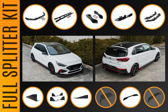 FLOW Designs  i30N Hatch PDE V6 FL2 2025 Full Lip Splitter Set - MODE Auto Concepts