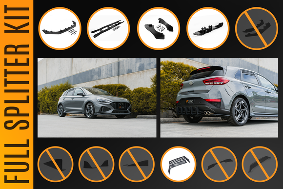 FLOW Designs  i30N-Line Hatch PDe.V6 FL 2024+ Full Lip Splitter Set - MODE Auto Concepts
