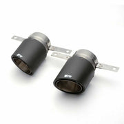 Carbon tail pipe set 2 tail pipes Ø 102 mm, Titanium internals, incl. assembly fixtures for using on the original rear skirt Mercedes A35 AMG
