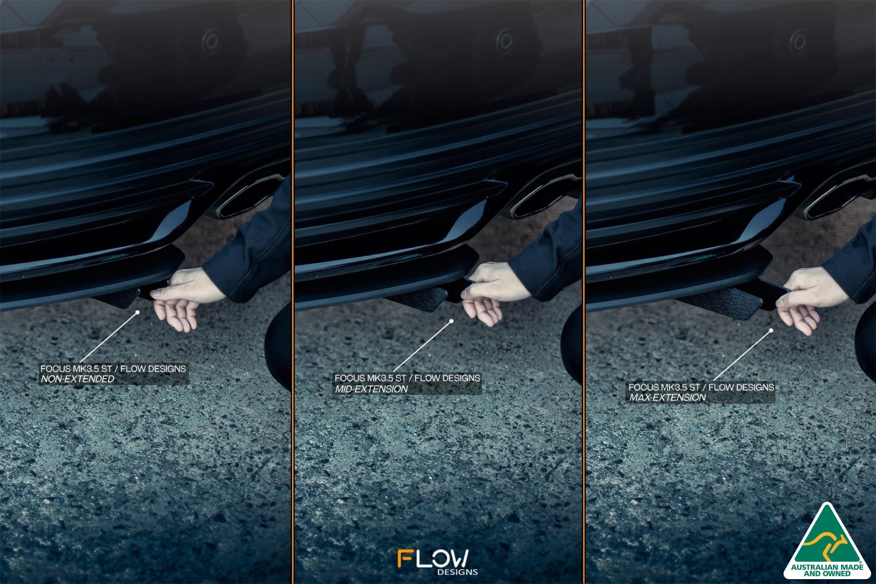 FLOW Designs  MK3.5 Focus ST (Facelift) Rear Diffuser Set