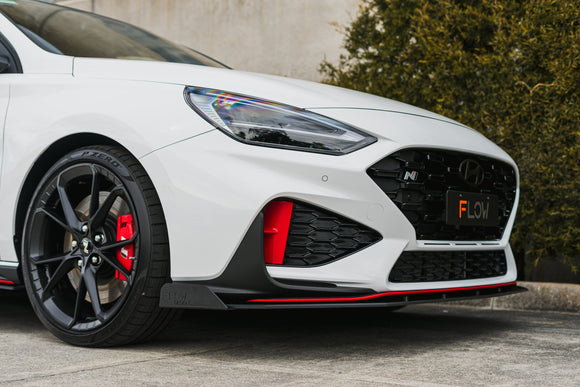 FLOW Designs  i30N Hatch PDE V6 FL2 2025 Front Lip Splitter Winglets (Pair) - MODE Auto Concepts