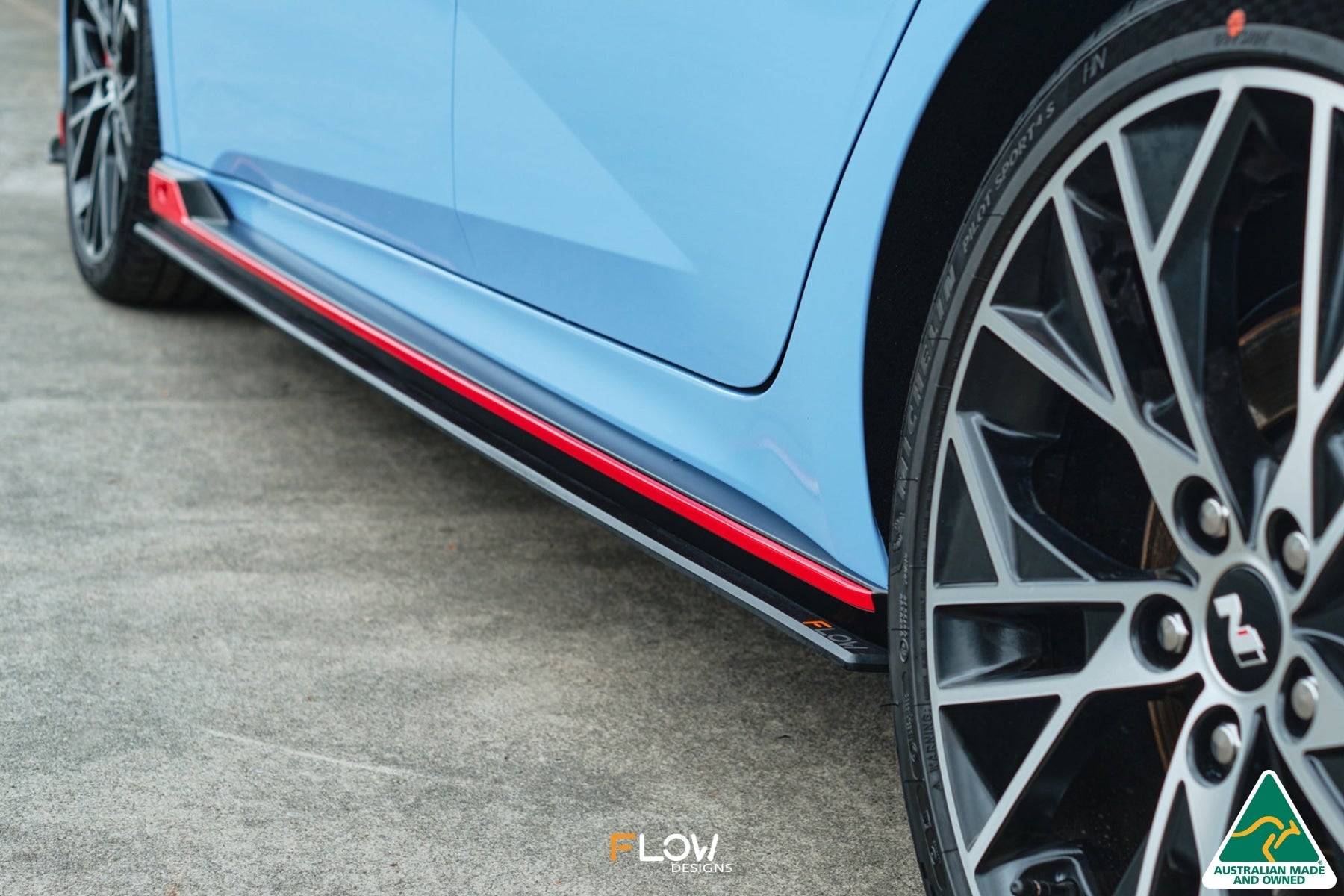 FLOW Designs  CN7 Elantra N Sedan 2021 Side Skirt Splitters (Pair) - MODE Auto Concepts