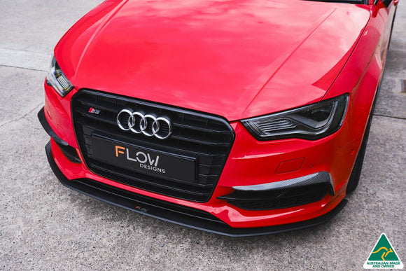 FLOW Designs  S3 8V Sedan Pre-Facelift Front Lip Splitter V3 & Mounting Brace - MODE Auto Concepts