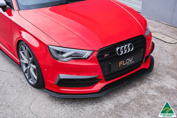 FLOW Designs  S3 8V Sedan Pre-Facelift Front Lip Splitter V3 & Mounting Brace - MODE Auto Concepts