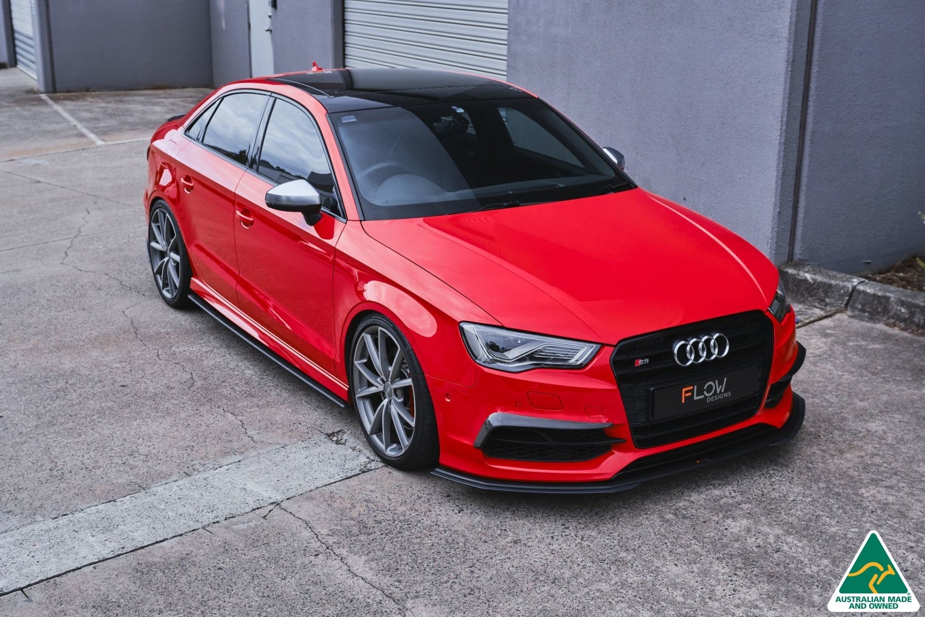 FLOW Designs  S3 8V Sedan Pre-Facelift Front Lip Splitter Extensions (Pair) - MODE Auto Concepts