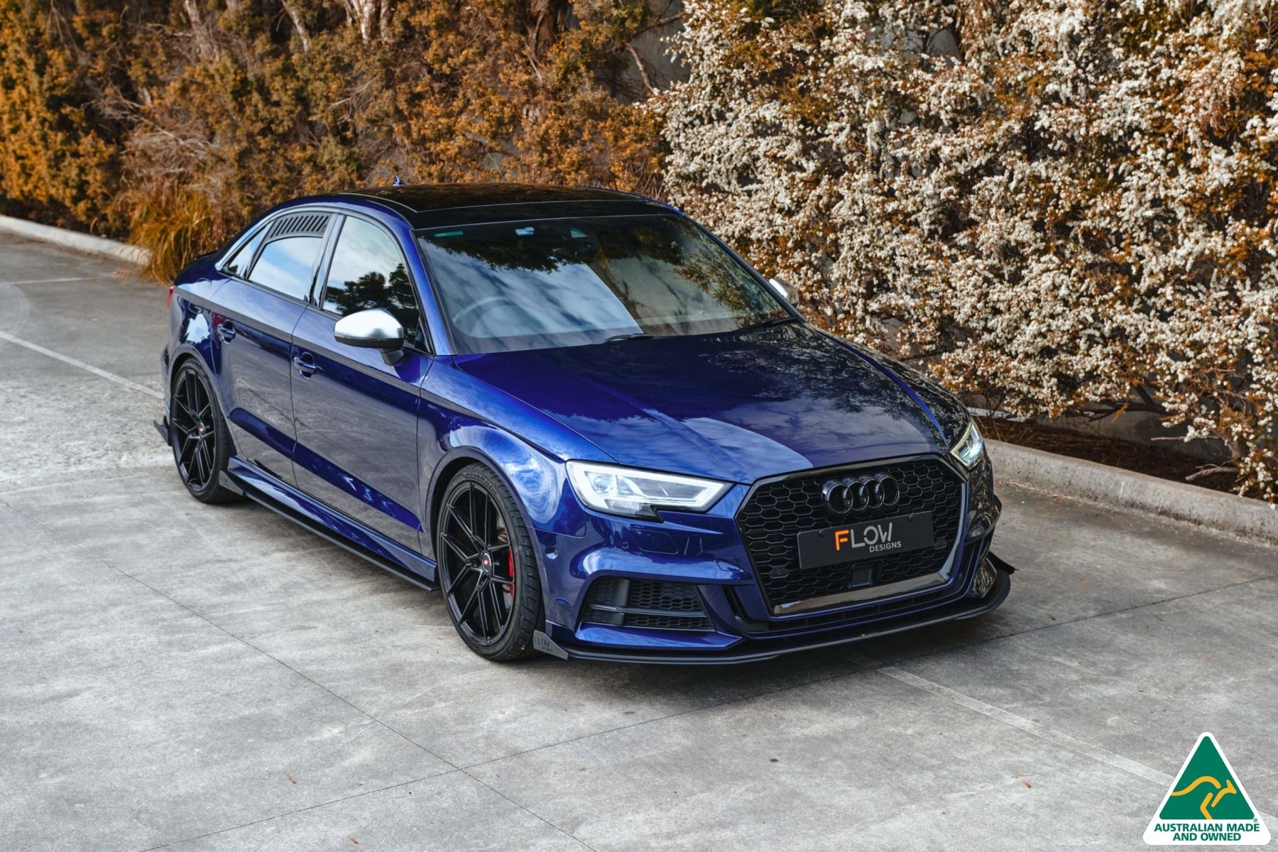 FLOW Designs  S3 8V Sedan Facelift Front Lip Splitter & Mounting Brace - MODE Auto Concepts