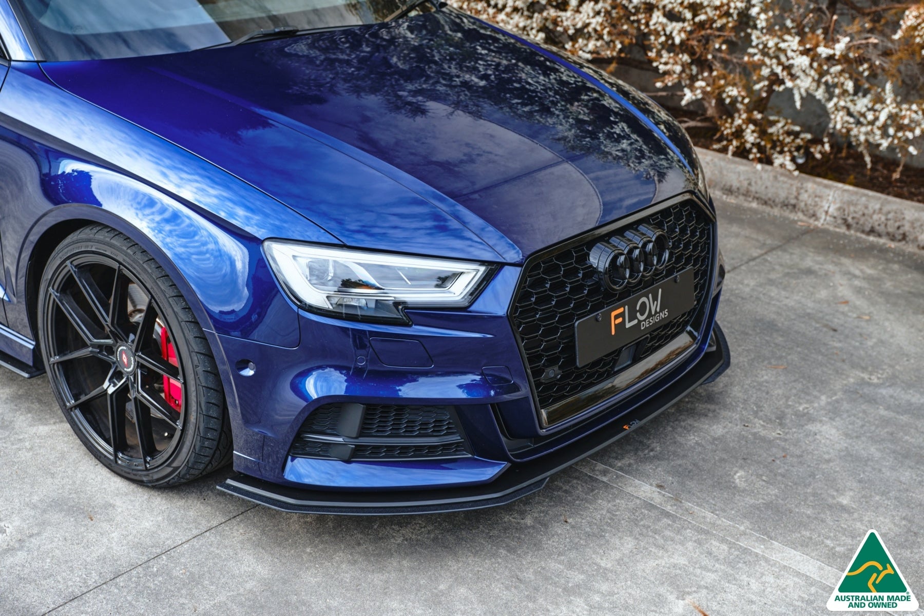 FLOW Designs  S3 8V Sedan Facelift Front Lip Splitter & Mounting Brace - MODE Auto Concepts
