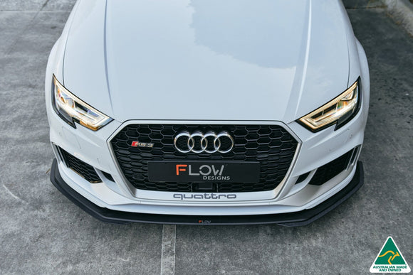 FLOW Designs  RS3 8V Sedan Facelift Front Lip Splitter & Stainless Steel Mounting Brace - MODE Auto Concepts