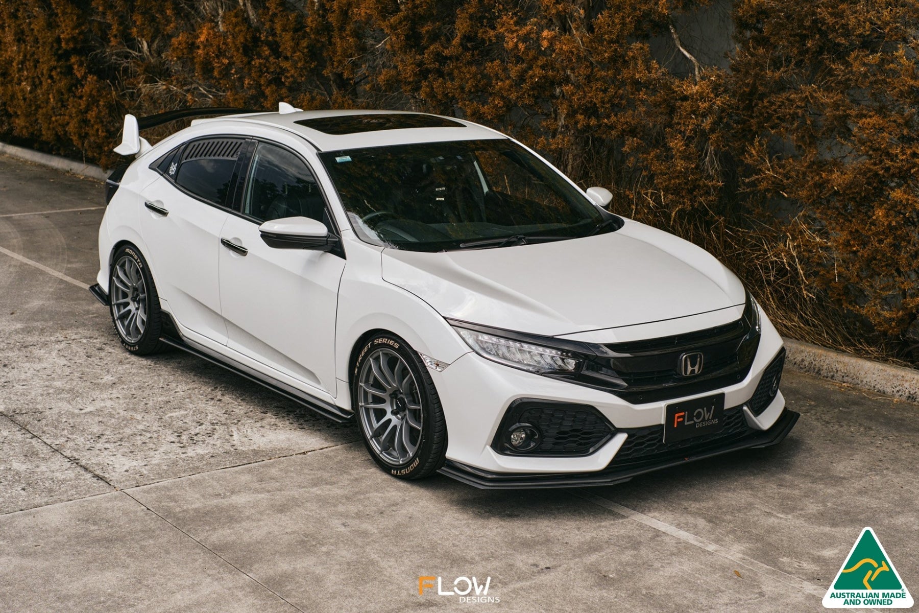 FLOW Designs  FK4/FK7 Civic RS Hatch PFL Front Lip Splitter Extensions (Pair) - MODE Auto Concepts