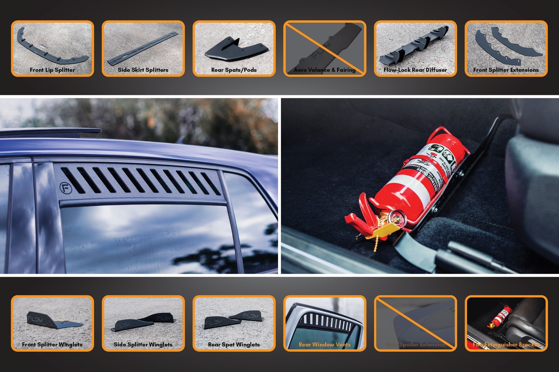 FLOW Designs  MK7.5 Golf R Full Lip Splitter Set with Flow-Lock Rear Diffuser - MODE Auto Concepts