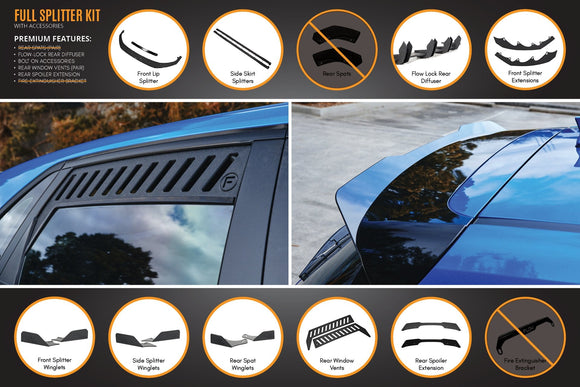 FLOW Designs  i30 Hatch PD1, PD2 2018-2020 Full Lip Splitter Set with Flow-Lock Rear Diffuser - MODE Auto Concepts