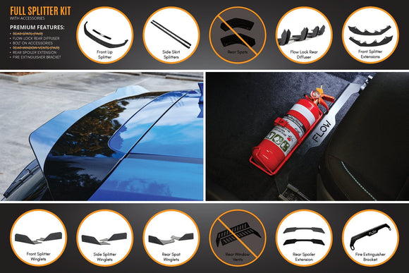 FLOW Designs  i30 Hatch PD1, PD2 2018-2020 Full Lip Splitter Set with Flow-Lock Rear Diffuser - MODE Auto Concepts