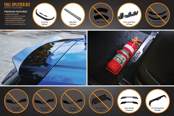 FLOW Designs  i30 Hatch PD1, PD2 2018-2020 Full Lip Splitter Set with Flow-Lock Rear Diffuser - MODE Auto Concepts