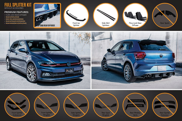 FLOW Designs  AW Polo GTI Full Splitter Set - MODE Auto Concepts