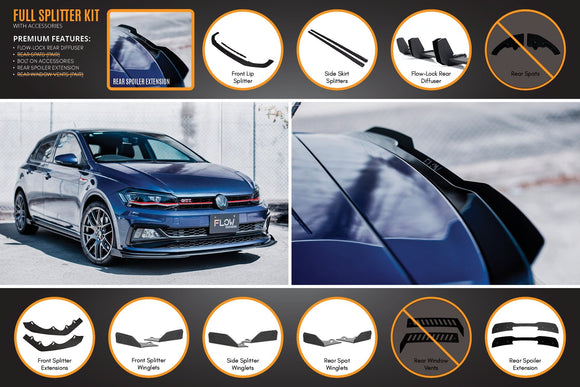 FLOW Designs  AW Polo GTI Full Splitter Set - MODE Auto Concepts