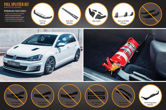 FLOW Designs  MK7 Golf GTI Full Lip Splitter Set with Flow-Lock Rear Diffuser - MODE Auto Concepts