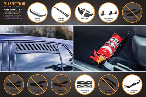 FLOW Designs  MK7 Golf GTI Full Lip Splitter Set with Flow-Lock Rear Diffuser - MODE Auto Concepts