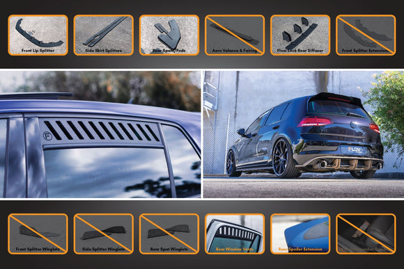 FLOW Designs  MK7.5 Golf GTI Full Lip Splitter Set with Flow-Lock Rear Diffuser - MODE Auto Concepts
