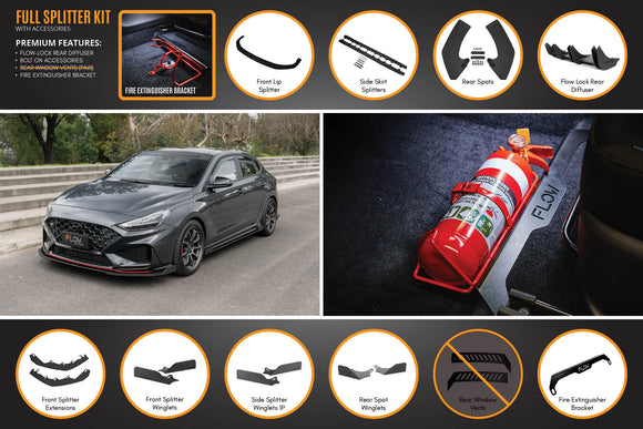 FLOW Designs  i30N Fastback PD FL 2022+ Full Lip Splitter Set - MODE Auto Concepts