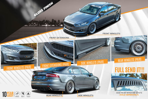 FLOW Designs  Falcon FGX Full Lip Splitter Set (GLOSS BLACK) - MODE Auto Concepts