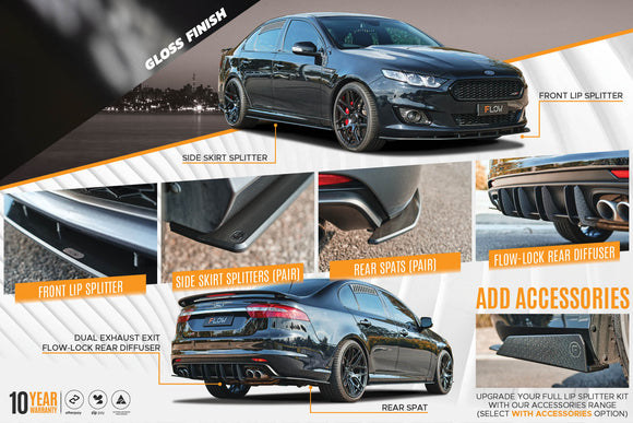 FLOW Designs  Falcon FGX Full Lip Splitter Set (GLOSS BLACK) - MODE Auto Concepts