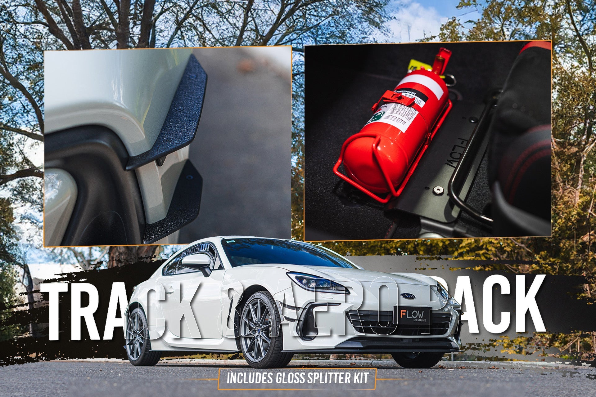 FLOW Designs  ZD8 BRZ Full Lip Splitter Set (GLOSS BLACK) - MODE Auto Concepts