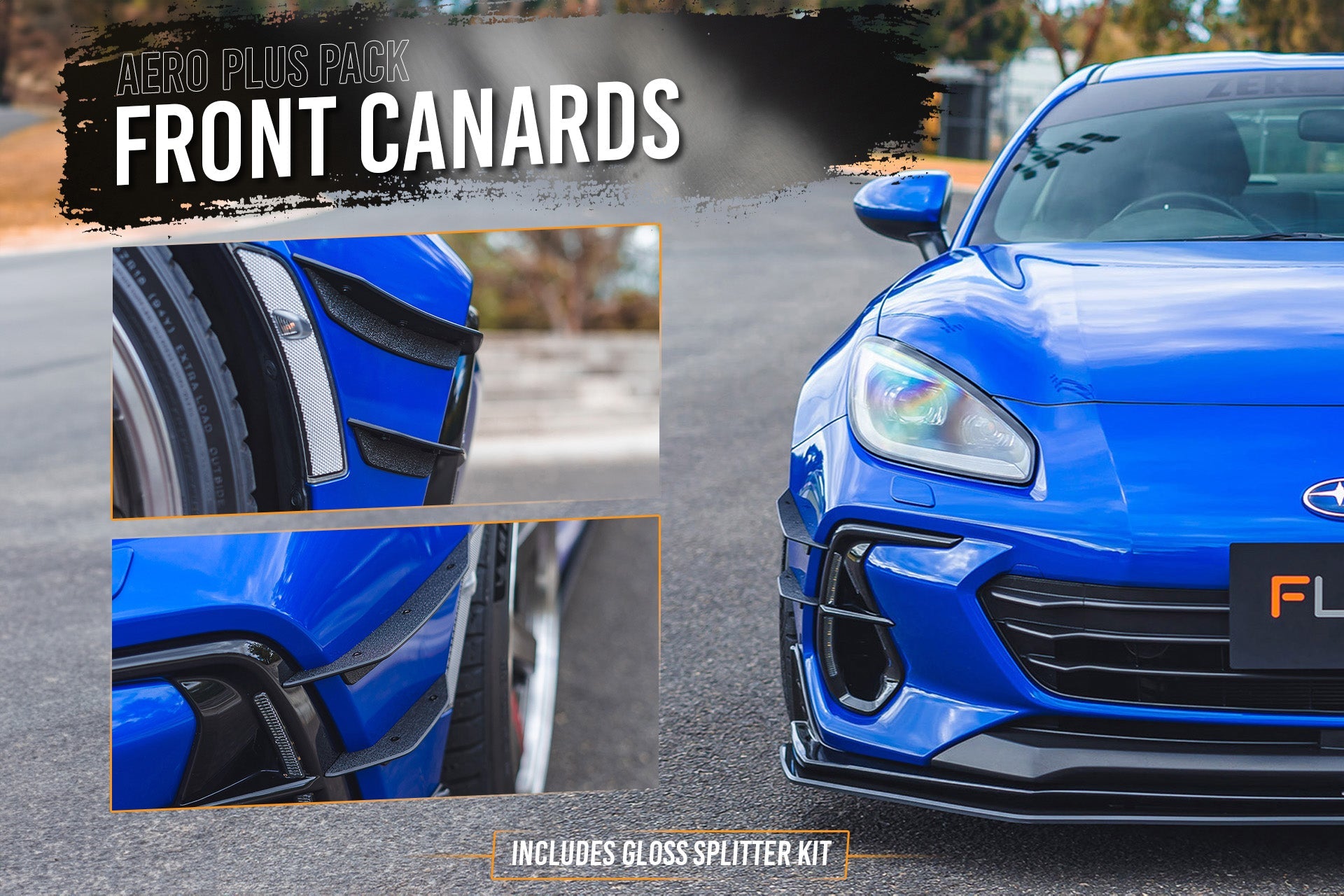 FLOW Designs  ZD8 BRZ STI Full Lip Splitter Set (GLOSS BLACK) - MODE Auto Concepts
