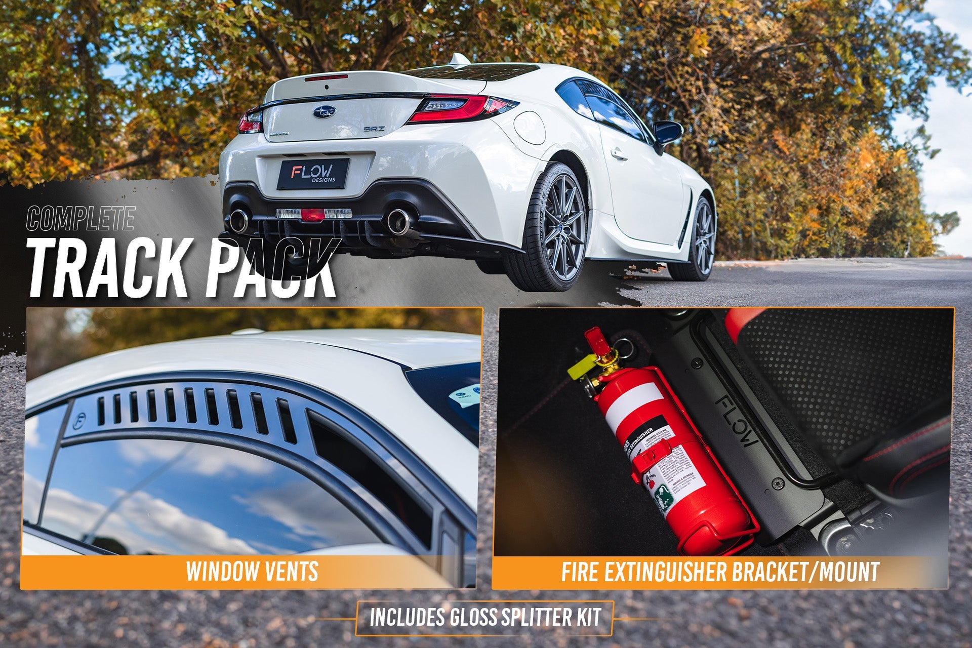 FLOW Designs  ZD8 BRZ Full Lip Splitter Set (GLOSS BLACK) - MODE Auto Concepts