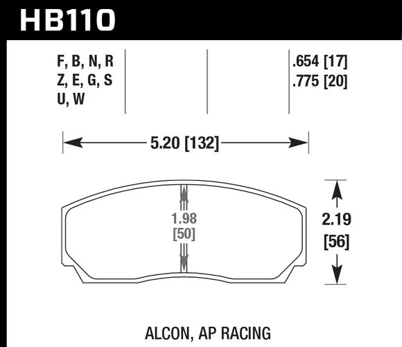 Hawk Brake Pad Set HB110U.654 DTC-70
