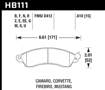 Hawk Brake Pad Set HB111E.610 Blue - 0