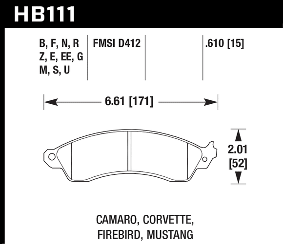 Hawk Brake Pad Set HB111U.610 DTC-70