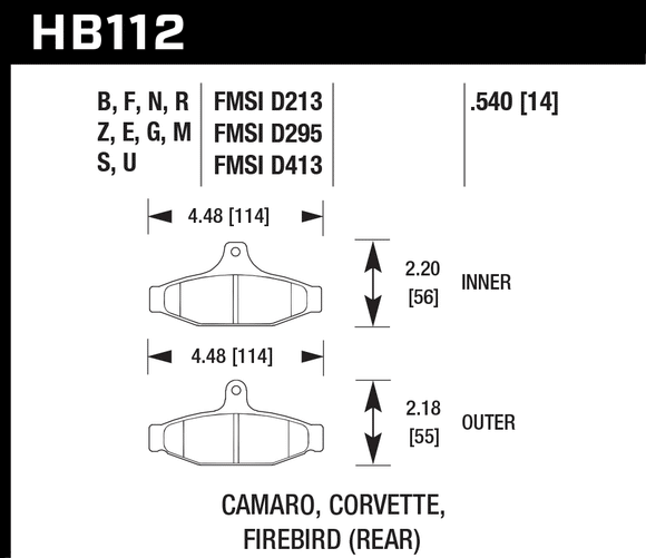 Hawk Brake Pad Set HB112G.540 DTC-60