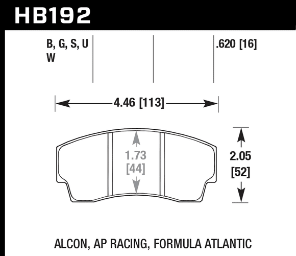 Hawk Brake Pad Set HB192G.620 DTC-60