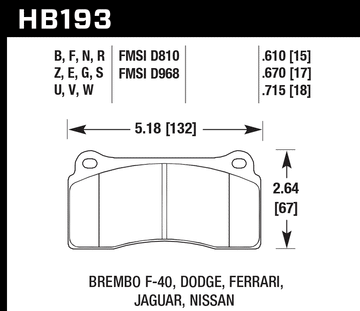 Hawk Brake Pad Set HB193U.670 DTC-70 - 0