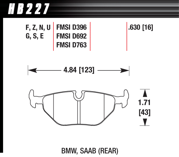 Hawk Brake Pad Set HB227U.630 DTC-70