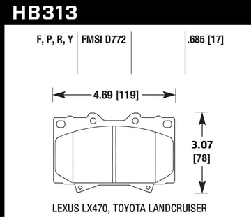 Hawk Brake Pad Set HB313Y.685 LTS - 0